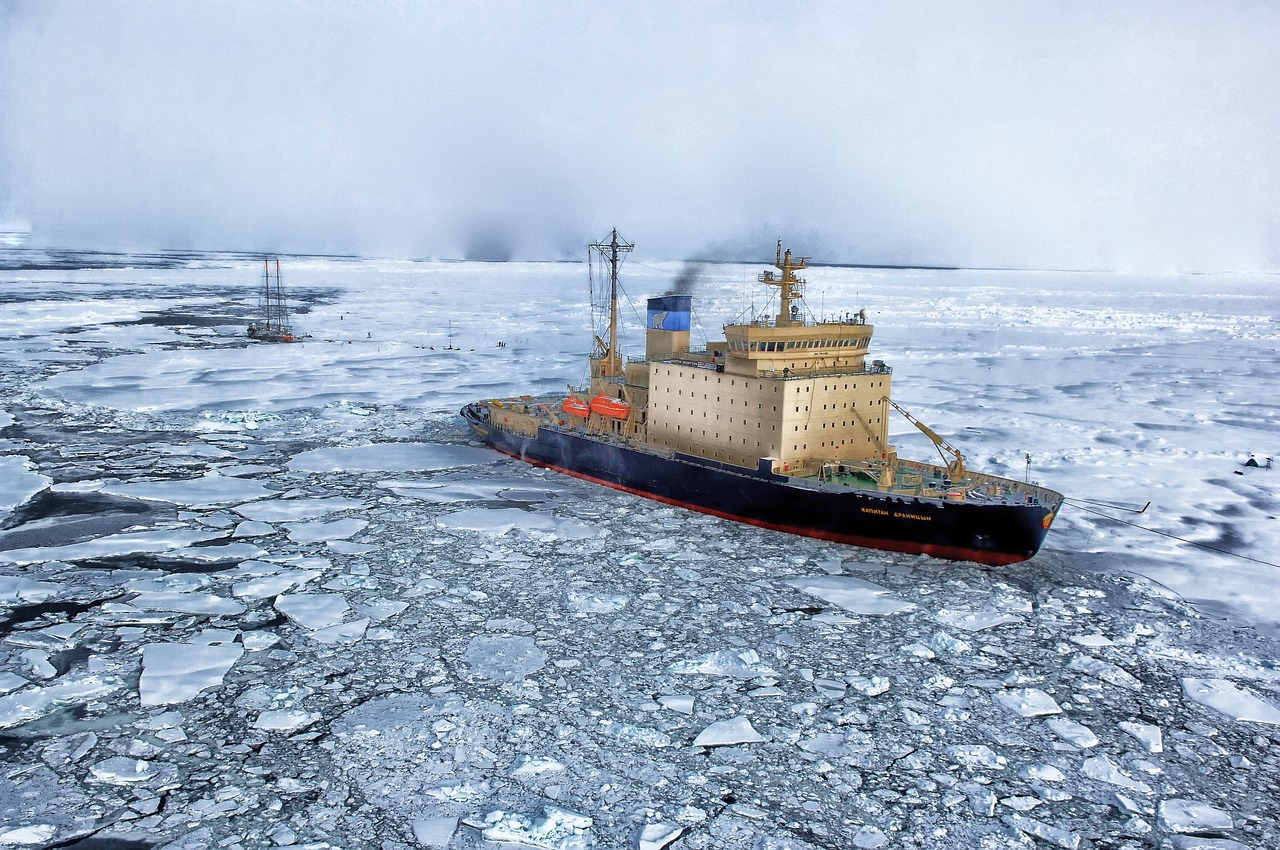 Ship in a sea full of ice