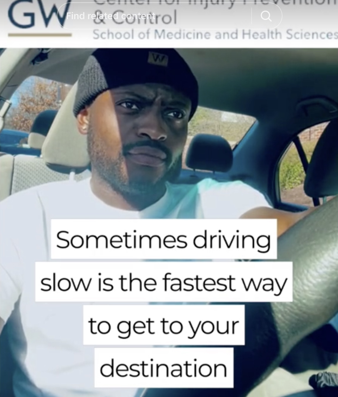 GW Center for Injury  Prevention & Control hopes to convince young men and other drivers to slow down