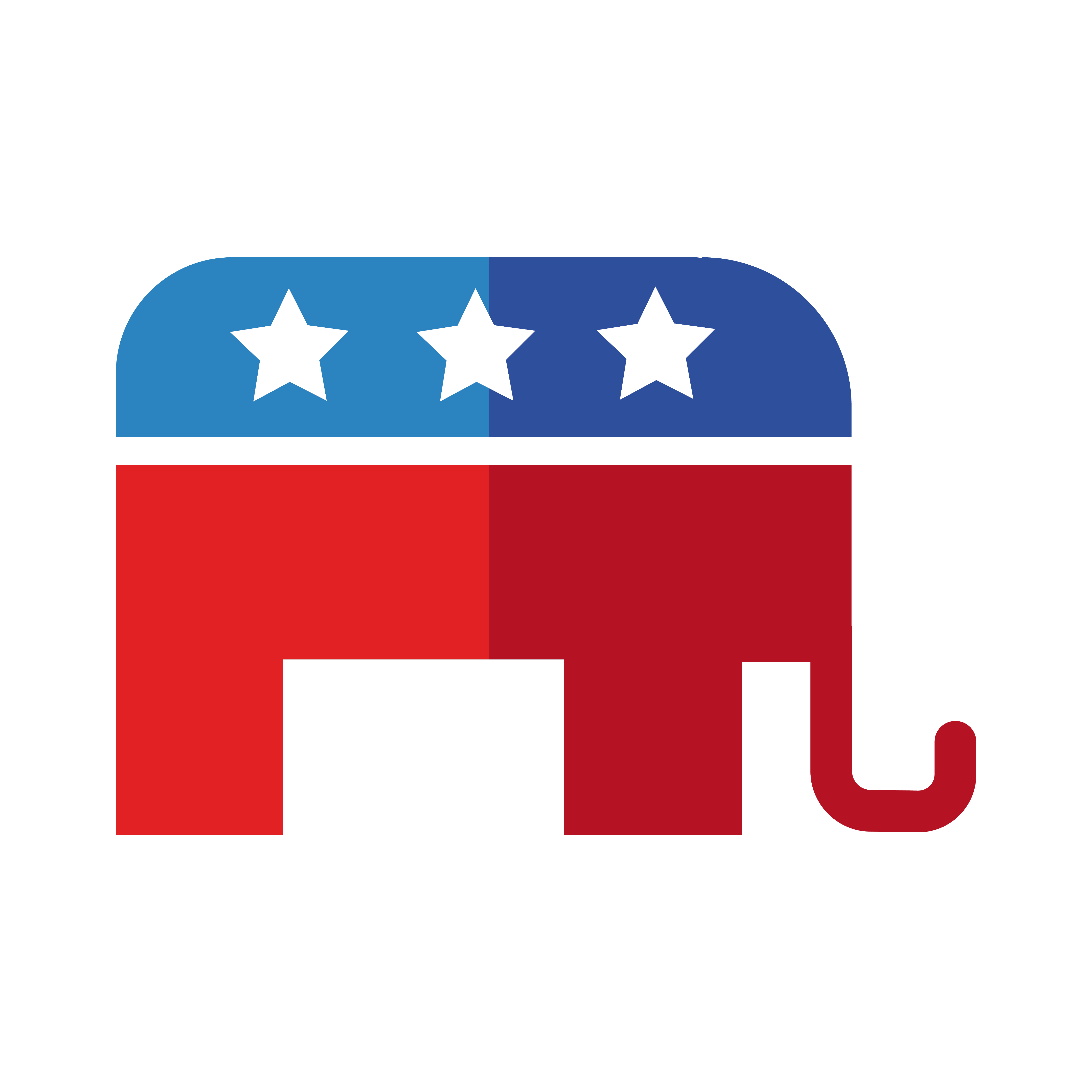 GOP elephant symbol in blue and red