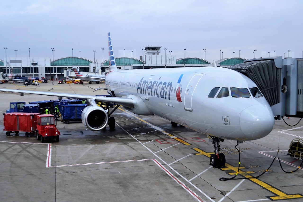American Airlines Plane stopped at an airport gate