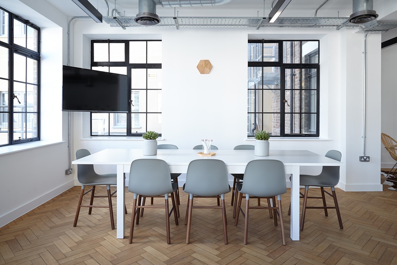 empty office, conference room table