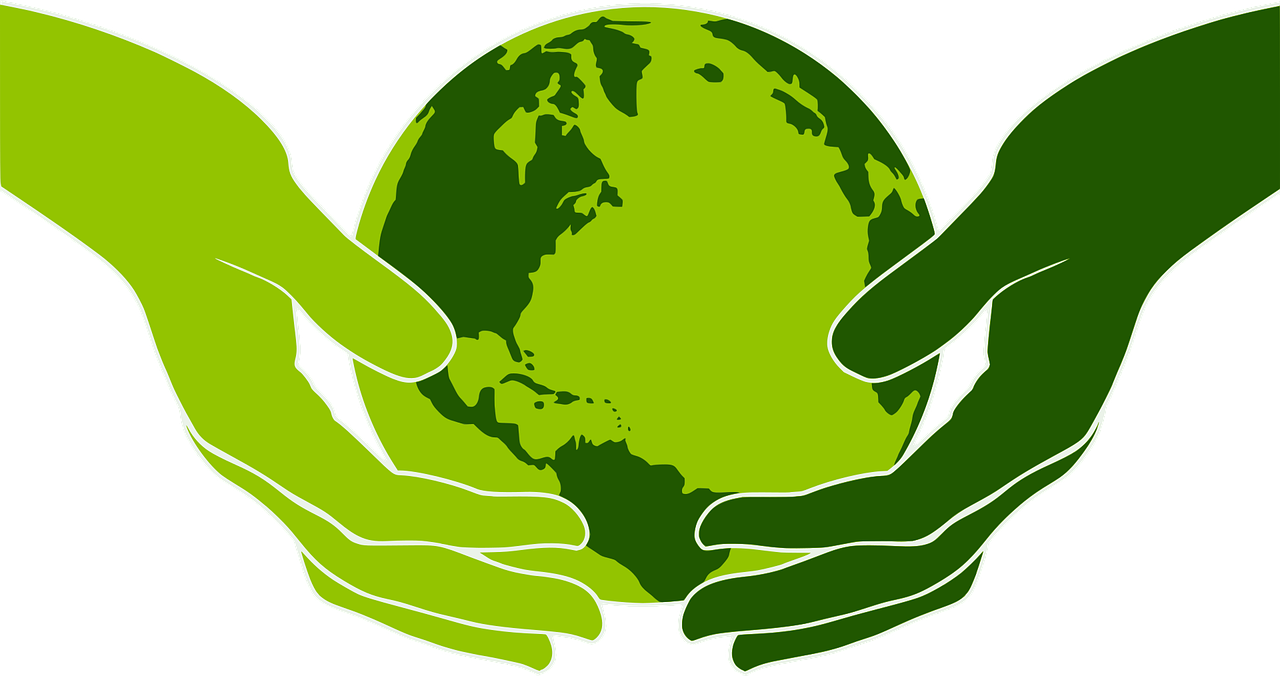 illustration of two hands holding the earth
