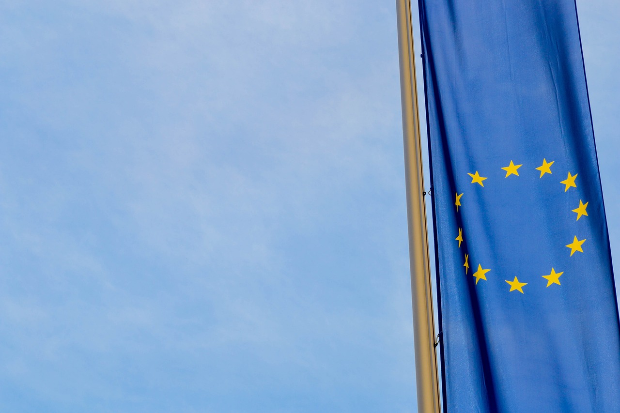EU Flag against a blue sky