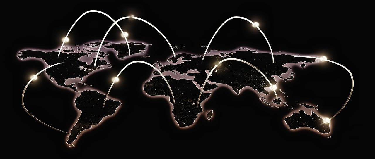 illustration of computer networks and data sharing across the world