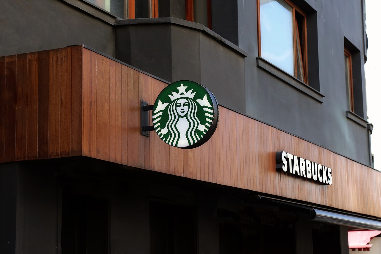 Starbucks logo on a sign 