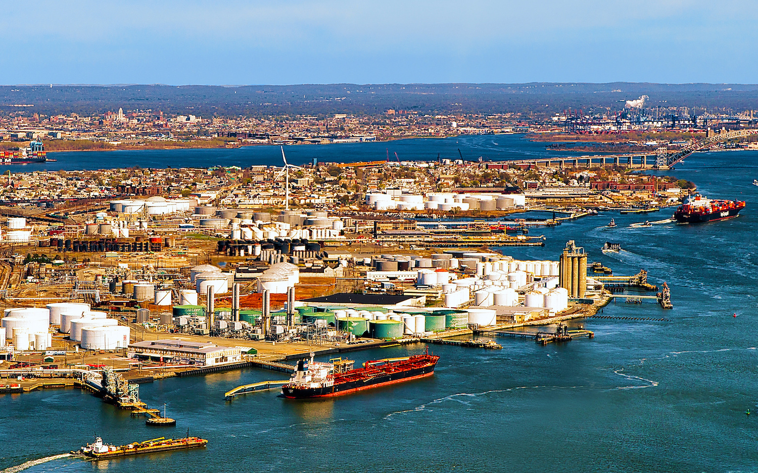 Aerial view of East Coast U.S. Shipping Port