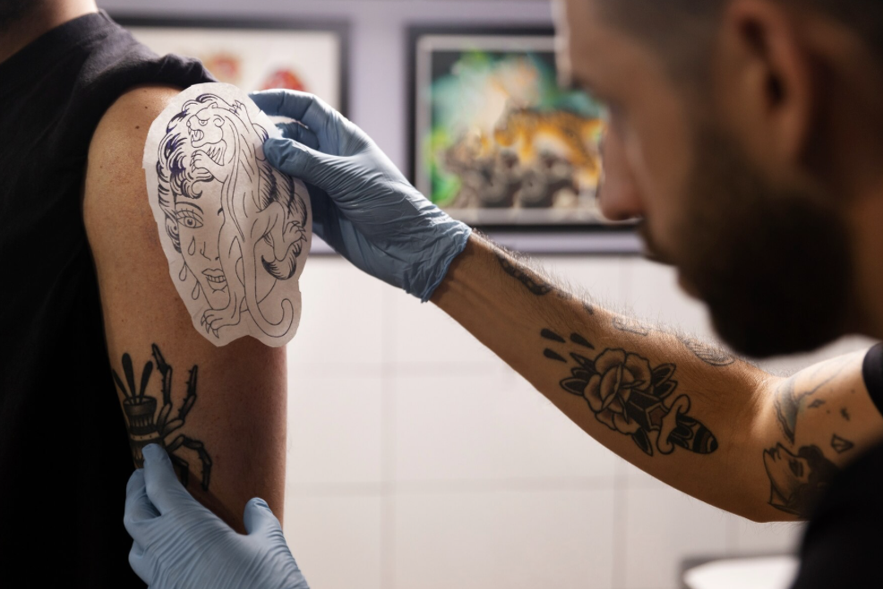 Getting a tattoo