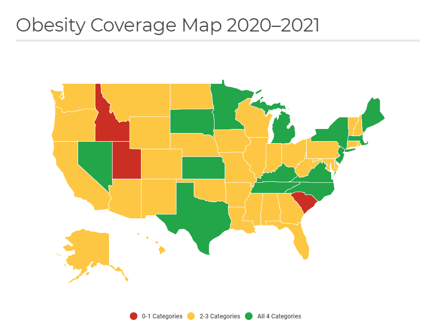 United States Obesity Care Insurance Coverage Map
