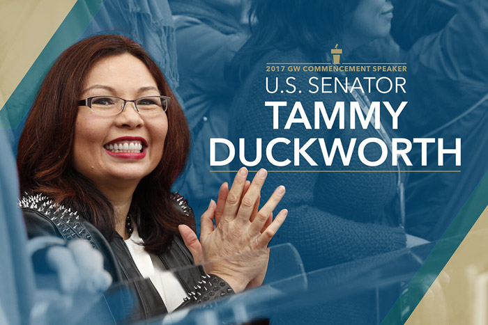 U.S. Sen. Tammy Duckworth will deliver the George Washington University's 2017 commencement address