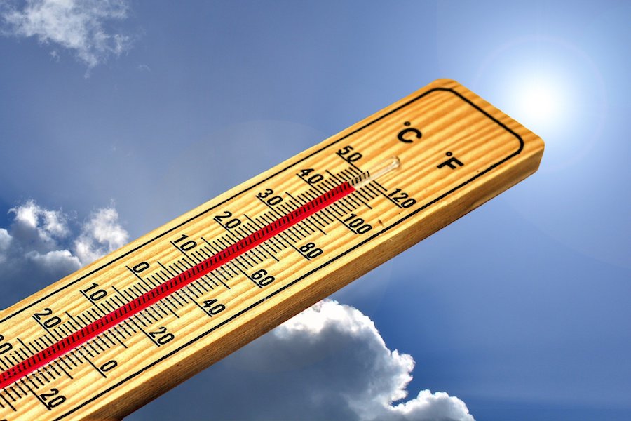 High temperatures on a thermometer 