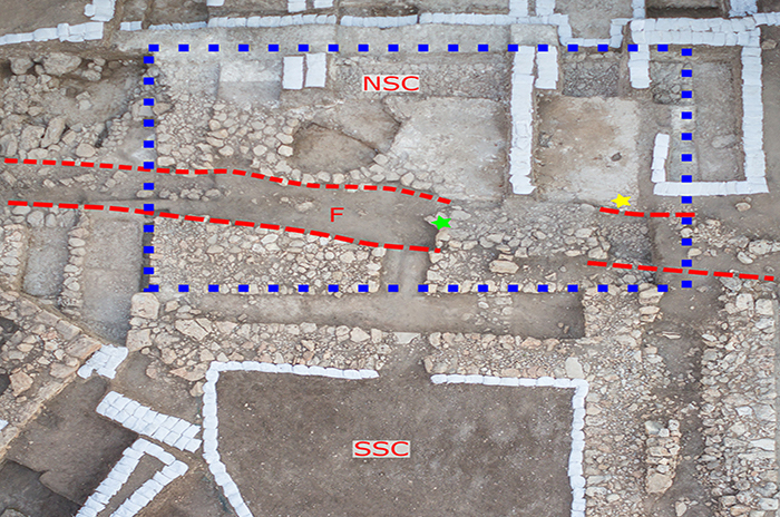 Aerial view showing the Southern Storage Complex, the Northern Storage Complex and the trench