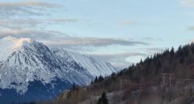 Alaska's Power Grid: Power lines running though mountains