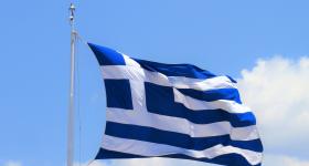 Flag of Greece Waving in the Sky