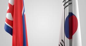North and South Korean Flags