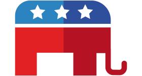 GOP elephant symbol in blue and red