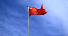 China's flag flying on a flag pole