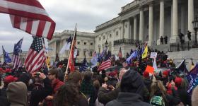 Crowd of Trump supporters marching on the US Capitol on 6 January 2021.