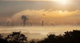 smog over a city line