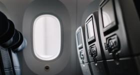 Interior of a plane, window seat