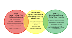 stoplight diagram of the phrases that can offer effective social support