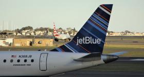 JetBlue plane at an airport