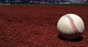 close up of a baseball on a diamond