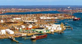 Aerial view of East Coast U.S. Shipping Port