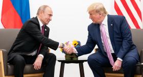 Former US President Trump and Russian President Putin at the G20 in 2019